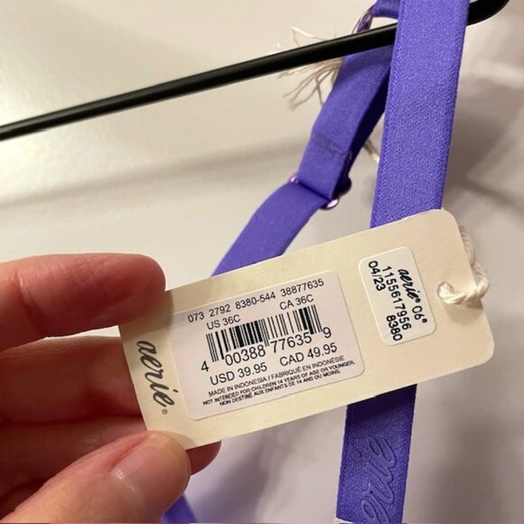 NWT Aerie Smoothez Purple Unlined Sheer Mesh Balconette Underwire Bra 36C - Picture 7 of 10